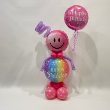 Deco Bubble Girl and Pink Happy Birthday Foil
